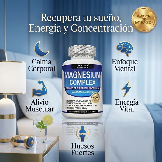 Magnesium Complex Toplux 90 Cápsulas - Descansa profundo y recupérate mejor sin tensión